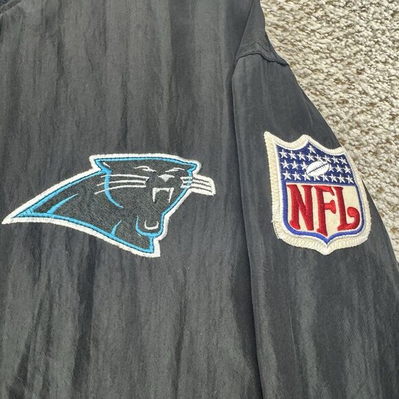 Vintage 90s Carolina Panthers Jacket Men Large Nylon Team NFL By Starter 1/4 Zip - Picture 3 of 15